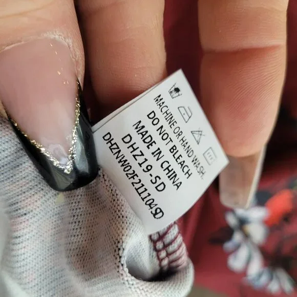 Wekili Floral Burgundy Long Sleeve Tunic With Lace Hem size M - Picture 4 of 5